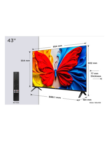 Telewizor Tcl 43S59K Qled 43" Full Hd Android Tv Dolby Digital Plus Dvb-T2 Metaliczny