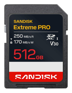 Sandisk Extreme Pro Sd Uhs-I 512Gb Sd 250Mb/S(R) / 170Mb/S(W)
