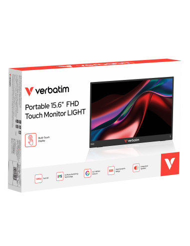 Verbatim Portable 15.6" Fhd Touch Monitor Light Przenośny Monitor Czarny 39,6 Cm (15.6") Lcd 1920 X 1080 Px