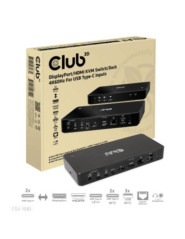 Club3D Csv-1585 Przełącznik Kvm Czarny