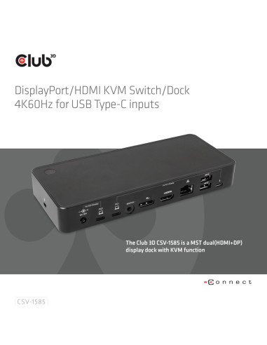 Club3D Csv-1585 Przełącznik Kvm Czarny