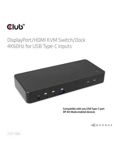 Club3D Csv-1585 Przełącznik Kvm Czarny