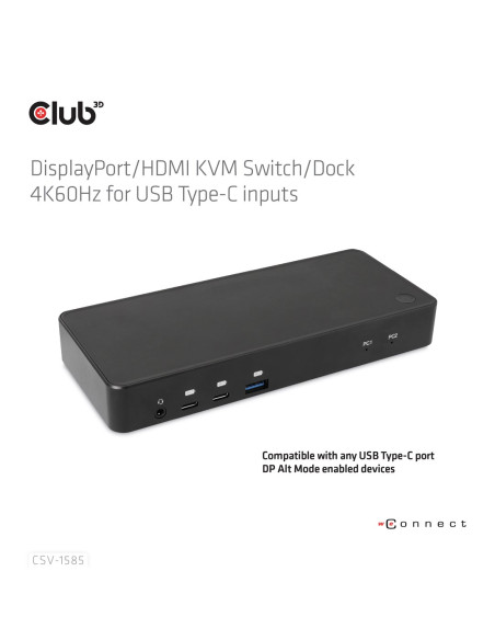 Club3D Csv-1585 Przełącznik Kvm Czarny