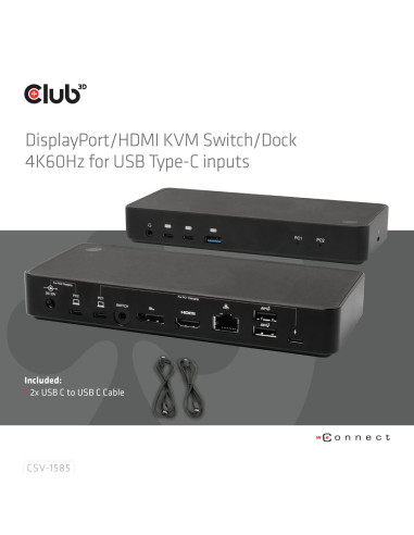 Club3D Csv-1585 Przełącznik Kvm Czarny