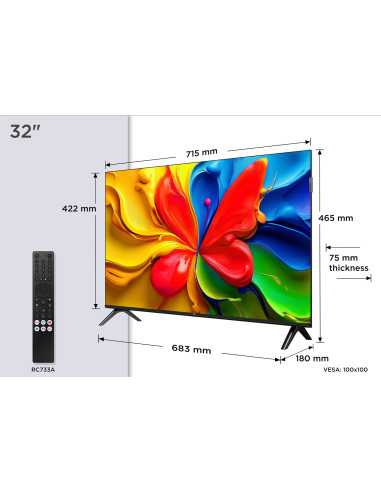 Telewizor Tcl 32V4C Qled 32" Full Hd Android Tv Dolby Digital Dvb-T2 Czarny