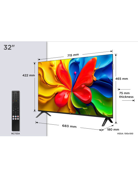 Telewizor Tcl 32V4C Qled 32" Full Hd Android Tv Dolby Digital Dvb-T2 Czarny