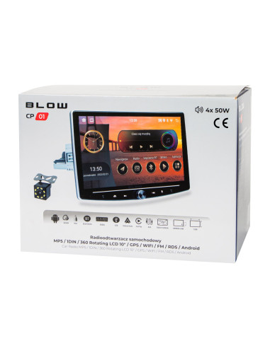 Radio Blow Cp01 1Din 10" Android/Wifi/Gps/Carplay Obrotowe