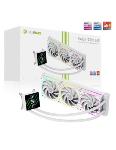 Gamemax Cpu Liquid Cooler | Hailstorm 360 Lcd Wh | White
