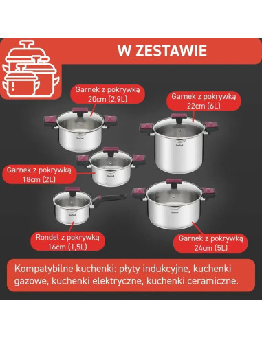 Zestaw Garnków Tefal Cook & Clip 10 Elem. G723Sa74