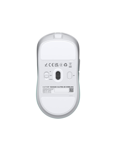 Hator Quasar 3 Ultima 8K Wireless Myszka Gaming Po Prawej Stronie Rf Wireless + Bluetooth + Usb Type-C Optyczny 30000 Dpi