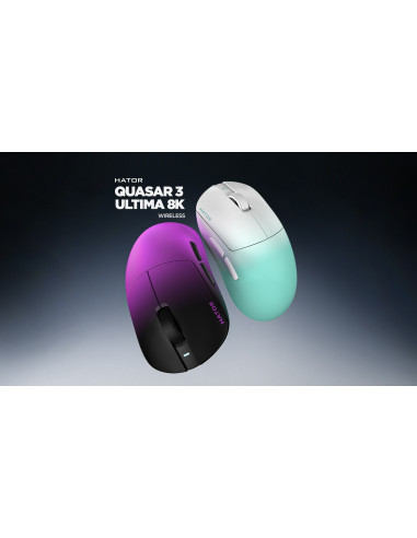 Hator Quasar 3 Ultima 8K Wireless Myszka Gaming Po Prawej Stronie Rf Wireless + Bluetooth + Usb Type-C Optyczny 30000 Dpi