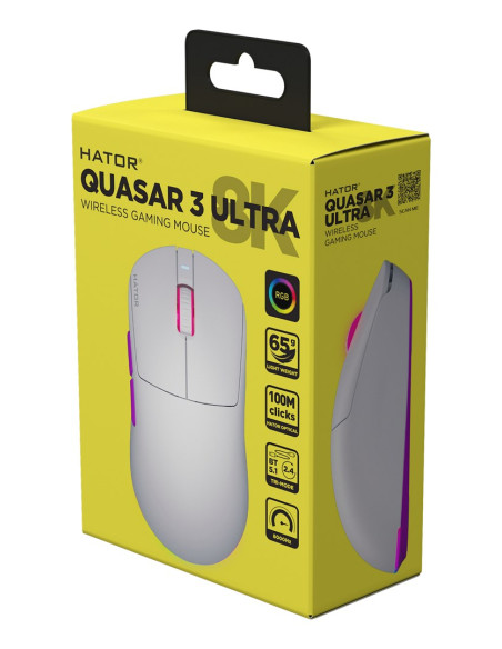 Mysz Dla Graczy Hator Quasar 3 Ultra 8K Wireless Biała