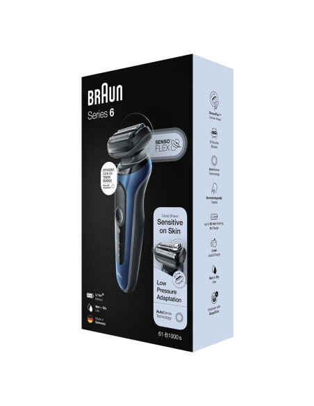 Braun Series 6 61-B1000S Golarka Foliowa Czarny, Niebieski
