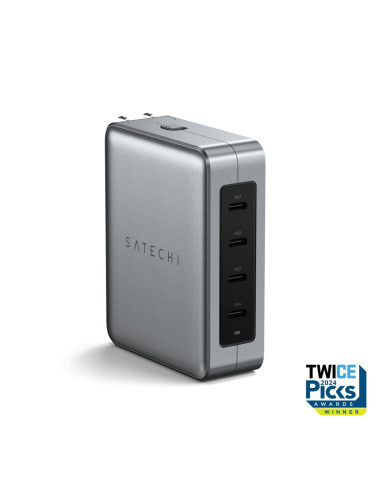 Satechi 4-Port Gan Travel Charger - Ładowarka Podróżna 145W Z 4 Adapterami Do Gniazdek - Us, Uk, Eu, As (4X Usb-C)