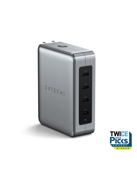 Satechi 4-Port Gan Travel Charger - Ładowarka Podróżna 145W Z 4 Adapterami Do Gniazdek - Us, Uk, Eu, As (4X Usb-C)
