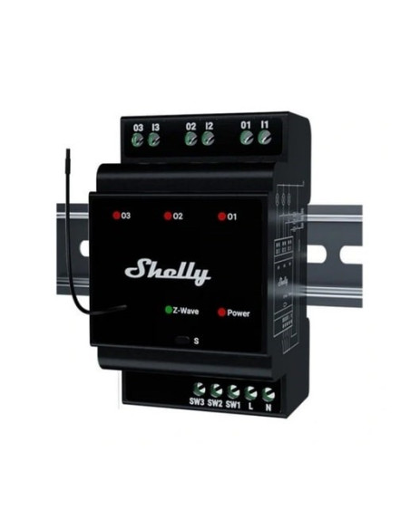 Shelly Qubino Wave Pro 3 3-Kanałowy Przekaźnik Na Szynę Din Z-Wave