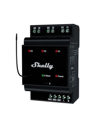 Shelly Qubino Wave Pro 3 3-Kanałowy Przekaźnik Na Szynę Din Z-Wave