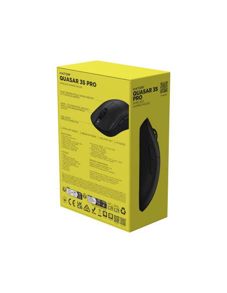 Hator Quasar 3S Pro Wireless Myszka Gaming Po Prawej Stronie Rf Wireless + Bluetooth + Usb Type-C Optyczny 30000 Dpi