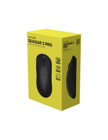 Hator Quasar 3 Pro Wireless Myszka Gaming Po Prawej Stronie Rf Wireless + Bluetooth + Usb Type-C Optyczny 30000 Dpi
