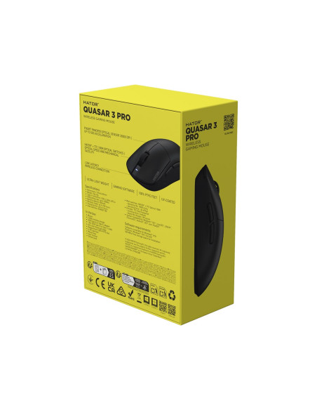 Hator Quasar 3 Pro Wireless Myszka Gaming Po Prawej Stronie Rf Wireless + Bluetooth + Usb Type-C Optyczny 30000 Dpi