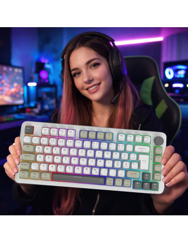 Inca Ikg-455 Klawiatura Gaming Usb + Rf Wireless + Bluetooth Qwerty Niemiecki Biały