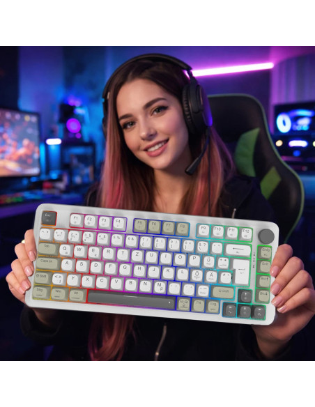 Inca Ikg-455 Klawiatura Gaming Usb + Rf Wireless + Bluetooth Qwerty Niemiecki Biały