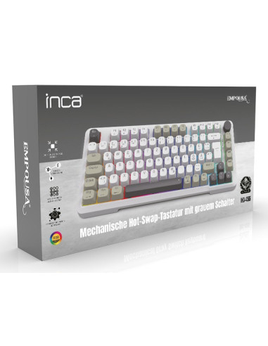 Inca Ikg-455 Klawiatura Gaming Usb + Rf Wireless + Bluetooth Qwerty Niemiecki Biały