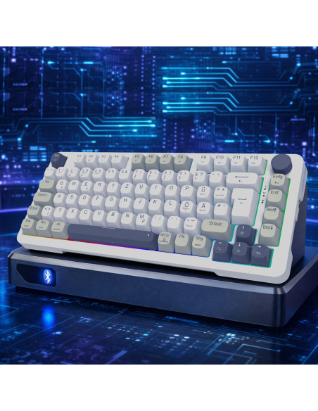 Inca Ikg-455 Klawiatura Gaming Usb + Rf Wireless + Bluetooth Qwerty Niemiecki Biały