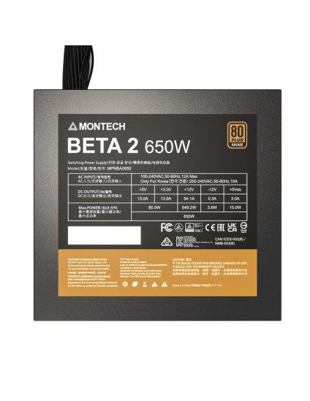 Montech Beta 2 Moduł Zasilaczy 650 W 20+4 Pin Atx Atx Czarny