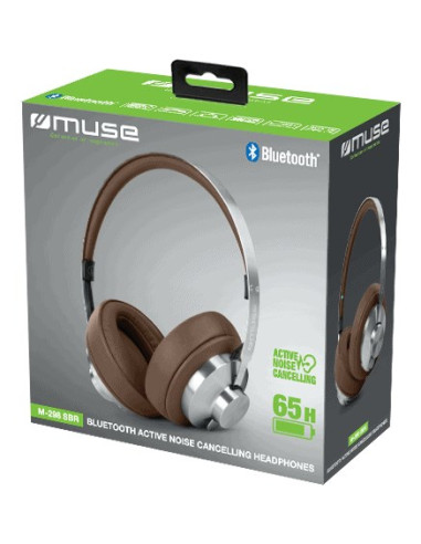 Muse M-298 Sbr Słuchawki/Zestaw Słuchawkowy Przewodowy I Bezprzewodowy Opaska Na Głowę Połączenia/Muzyka Bluetooth Brązowy, Sreb