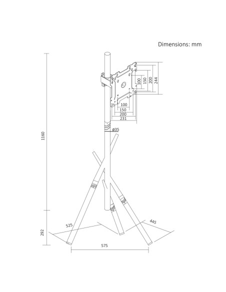 Maclean Uchwyt / Stojak Podłogowy Do Tv, 27-55", Max. Vesa 200X200, Max. 60Kg Mc-181 W