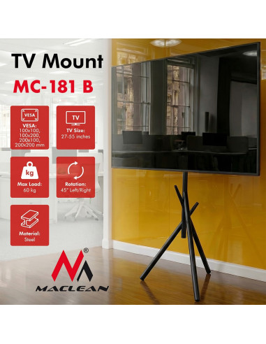 Maclean Uchwyt / Stojak Podłogowy Do Tv, 27-55", Max. Vesa 200X200, Max. 60Kg Mc-181 B