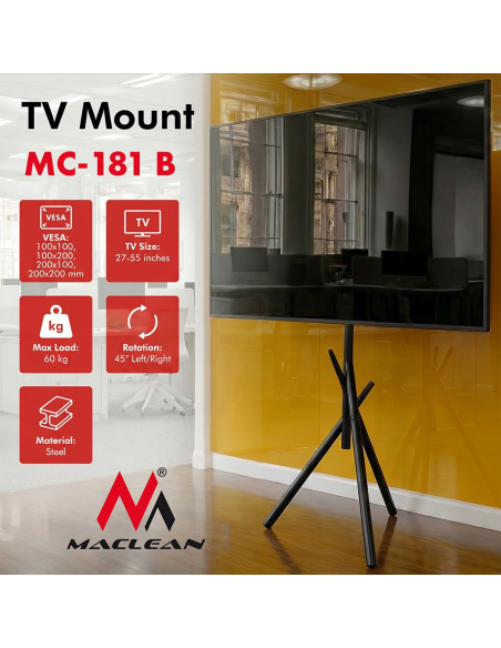 Maclean Uchwyt / Stojak Podłogowy Do Tv, 27-55", Max. Vesa 200X200, Max. 60Kg Mc-181 B