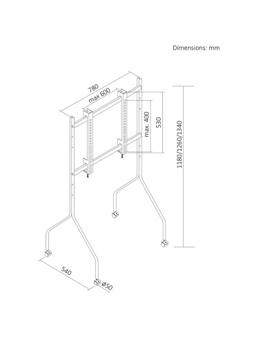 Maclean Stand Pod Tv Stand / Wózek Do Tv Maclean, Na Kółkach, 37-80", Max. Obciążenie 50Kg, Max. Vesa 600X400, Czarny, Mc-180