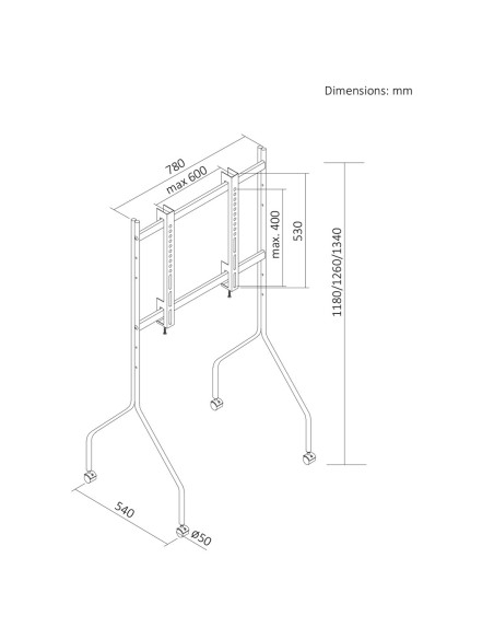 Maclean Stand Pod Tv Stand / Wózek Do Tv Maclean, Na Kółkach, 37-80", Max. Obciążenie 50Kg, Max. Vesa 600X400, Czarny, Mc-180