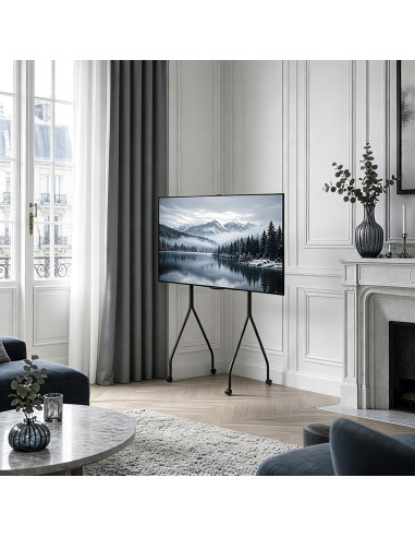 Maclean Stand Pod Tv Stand / Wózek Do Tv Maclean, Na Kółkach, 37-80", Max. Obciążenie 50Kg, Max. Vesa 600X400, Czarny, Mc-180