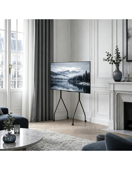 Maclean Stand Pod Tv Stand / Wózek Do Tv Maclean, Na Kółkach, 37-80", Max. Obciążenie 50Kg, Max. Vesa 600X400, Czarny, Mc-180
