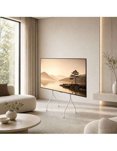 Maclean Stand Pod Tv Stand / Wózek Do Tv Maclean, Na Kółkach, 37-80", Max. Obciążenie 50Kg, Max. Vesa 600X400, Biały, Mc-180