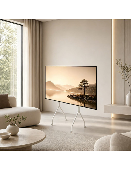 Maclean Stand Pod Tv Stand / Wózek Do Tv Maclean, Na Kółkach, 37-80", Max. Obciążenie 50Kg, Max. Vesa 600X400, Biały, Mc-180