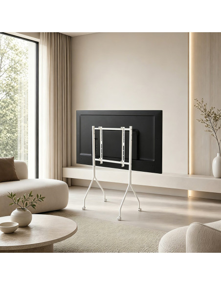 Maclean Stand Pod Tv Stand / Wózek Do Tv Maclean, Na Kółkach, 37-80", Max. Obciążenie 50Kg, Max. Vesa 600X400, Biały, Mc-180