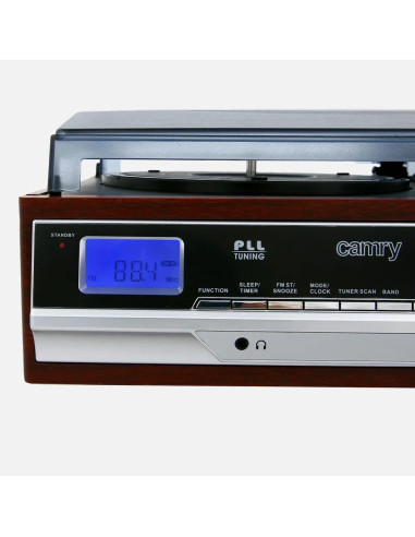 Camry Premium Cr1113 Gramofon Z Napędem Pasowym Czarny, Chrom, Drewno Pół-Automatyczny