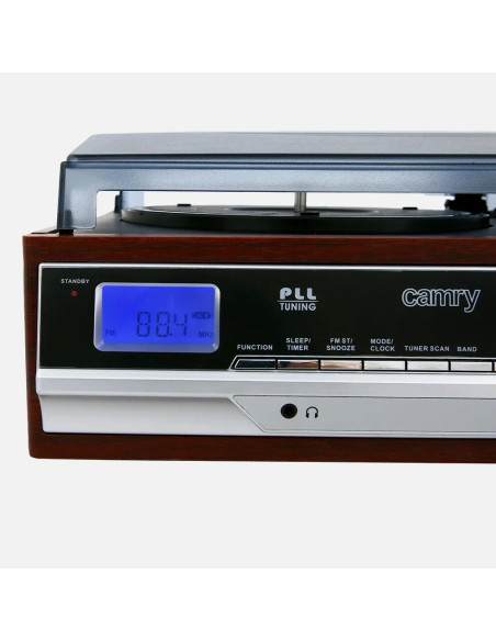 Camry Premium Cr1113 Gramofon Z Napędem Pasowym Czarny, Chrom, Drewno Pół-Automatyczny