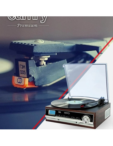 Camry Premium Cr1113 Gramofon Z Napędem Pasowym Czarny, Chrom, Drewno Pół-Automatyczny