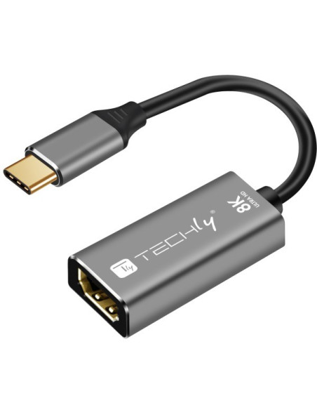 Techly Iadap-Usbc-Hdmi8 Zewnętrzna Karta Graficzna Usb 7680 X 4320 Px Czarny, Srebrny