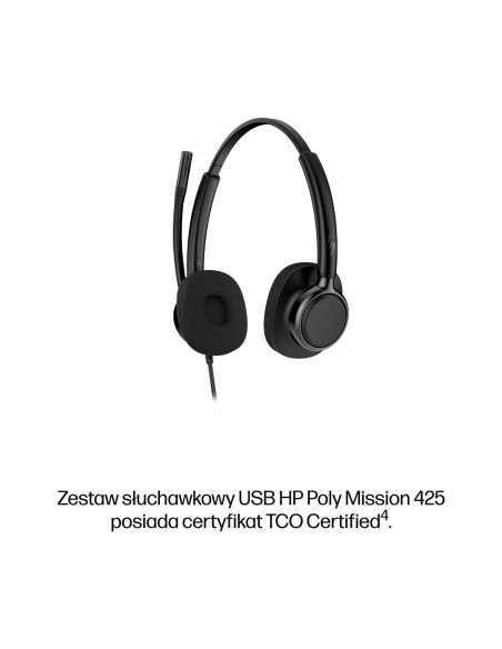 Hp Poly Mission 425 Classic – Przewodowy Zestaw Słuchawkowy Usb Stereo (Opakowanie Zbiorcze)