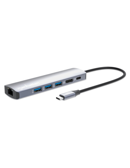 Manhattan 153959 Stacja Dokująca Przewodowa Usb 3.2 Gen 1 (3.1 Gen 1) Type-C Srebrny