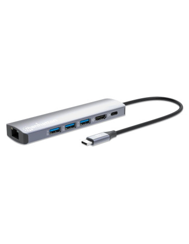 Manhattan 153959 Stacja Dokująca Przewodowa Usb 3.2 Gen 1 (3.1 Gen 1) Type-C Srebrny