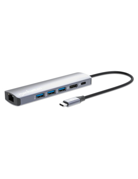 Manhattan 153959 Stacja Dokująca Przewodowa Usb 3.2 Gen 1 (3.1 Gen 1) Type-C Srebrny