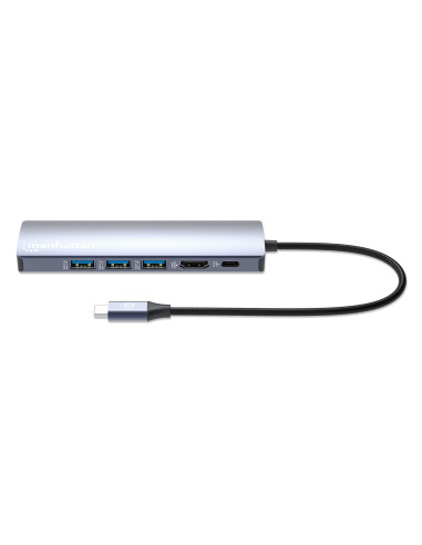 Manhattan 153959 Stacja Dokująca Przewodowa Usb 3.2 Gen 1 (3.1 Gen 1) Type-C Srebrny