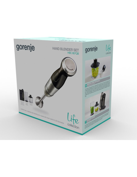Gorenje Hbc807Qb 0,5 L Mikser Ręczny 800 W Czarny, Stal Nierdzewna